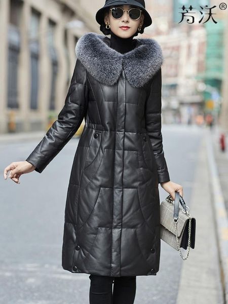 women's leather & faux down jacket women's white duck long collar detachable slim fit sheep skin, Black
women's leather & faux down jacket women's white duck long collar detachable slim fit sheep skin, Black