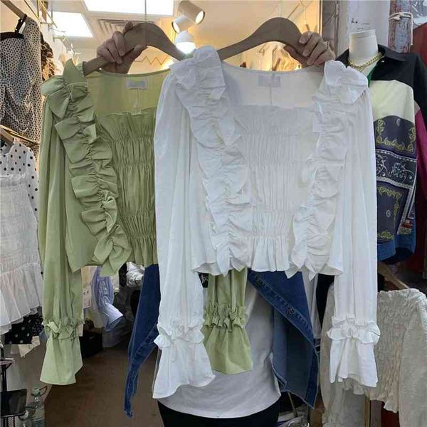 temperament square collar shirts women long sleeve blouses sweet fungus edge blusas de mujer spring woman 210514, White
temperament square collar shirts women long sleeve blouses sweet fungus edge blusas de mujer spring woman 210514, White