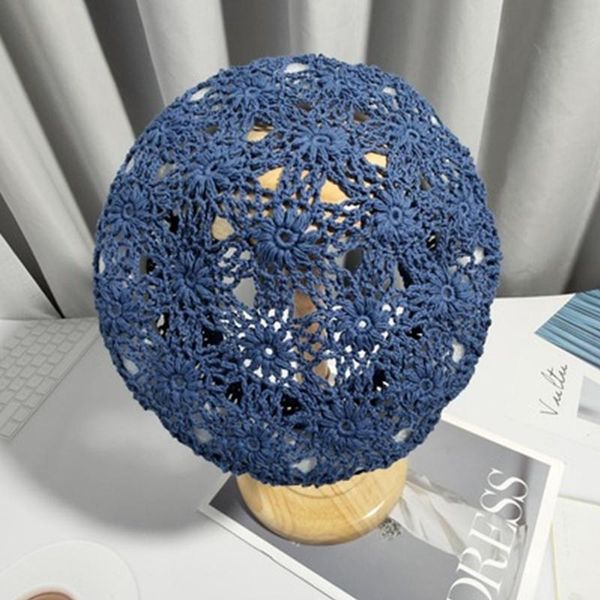 berets hand-knitted beret women's retro lace hollow flower headgear autumn and winter sweet woolen octagonal hat beanie, Blue;gray
berets hand-knitted beret women's retro lace hollow flower headgear autumn and winter sweet woolen octagonal hat beanie, Blue;gray