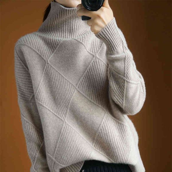 women's sweaters turtlenecks autumn base 100% pure loose wool lazy pullover thick cashmere sweater plus size sh6y, White;black
women's sweaters turtlenecks autumn base 100% pure loose wool lazy pullover thick cashmere sweater plus size sh6y, White;black