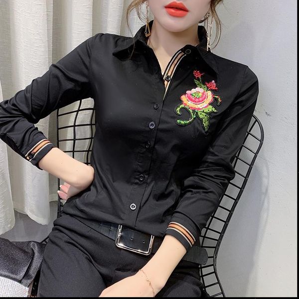 summer korean clothes embroidery flower womens shirt womon beading diamonds woven nylon women long sleeve t02503, White
summer korean clothes embroidery flower womens shirt womon beading diamonds woven nylon women long sleeve t02503, White