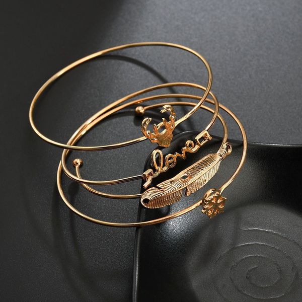 cross-border european bracelets fashion simple leaves deer head love snowflake bracelet 4 sets of foreign trade jewelry, Black
cross-border european bracelets fashion simple leaves deer head love snowflake bracelet 4 sets of foreign trade jewelry, Black