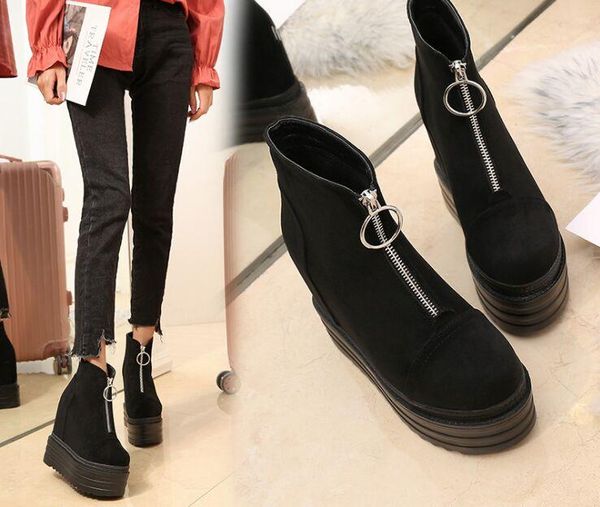 boots winter fashion plus velvet within increase short 13cm wedge women ankle front zipper high heels 39, Black
boots winter fashion plus velvet within increase short 13cm wedge women ankle front zipper high heels 39, Black