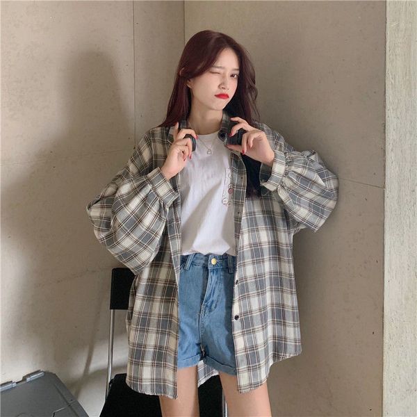 women's blouses & shirts female plaid shirts with long sleeves, vintage cardigan, double black large korean fashion blouse v66u, White
women's blouses & shirts female plaid shirts with long sleeves, vintage cardigan, double black large korean fashion blouse v66u, White