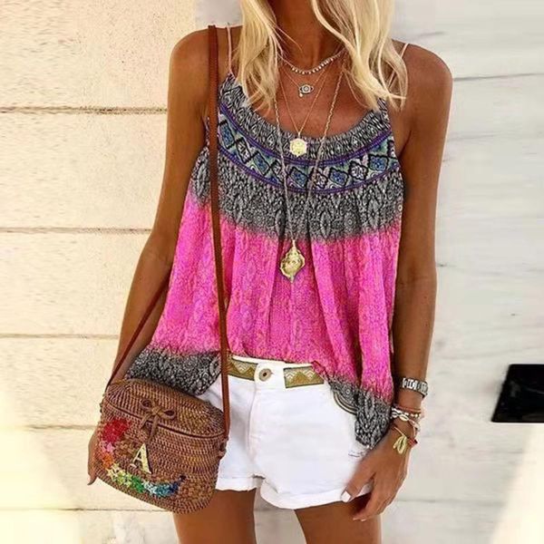 women's blouses & shirts blouse shirt spaghetti sleeveless boho printing prints loose casual plaid o-neck plus size summer, White
women's blouses & shirts blouse shirt spaghetti sleeveless boho printing prints loose casual plaid o-neck plus size summer, White