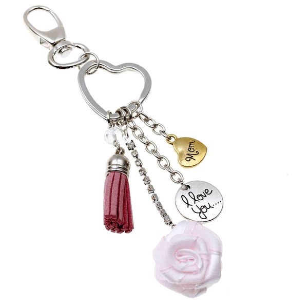 key chain jewelry small gift mother's day heart rose pendant couple friendship, Silver
key chain jewelry small gift mother's day heart rose pendant couple friendship, Silver