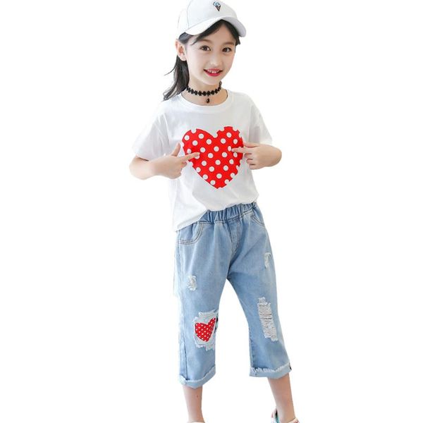 clothing sets girls clothes heart tshirt + denim short dot kids girl set hole tracksuit 6 8 10 12 14, White
clothing sets girls clothes heart tshirt + denim short dot kids girl set hole tracksuit 6 8 10 12 14, White