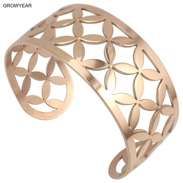 rose gold color cuff clover bangle stainless steel women fashion jewelry 1 picece, Black
rose gold color cuff clover bangle stainless steel women fashion jewelry 1 picece, Black