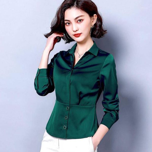 women's blouses & shirts 2021 spring fall women female slim fit green wine red black imitation silk blouse , office lady womens woman t, White
women's blouses & shirts 2021 spring fall women female slim fit green wine red black imitation silk blouse , office lady womens woman t, White