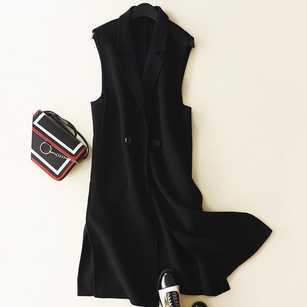 women's vests 2021 fashion double-side cashmere vest long solid wool coat female waistcoat for women colete feminino fg8330, Black;white
women's vests 2021 fashion double-side cashmere vest long solid wool coat female waistcoat for women colete feminino fg8330, Black;white