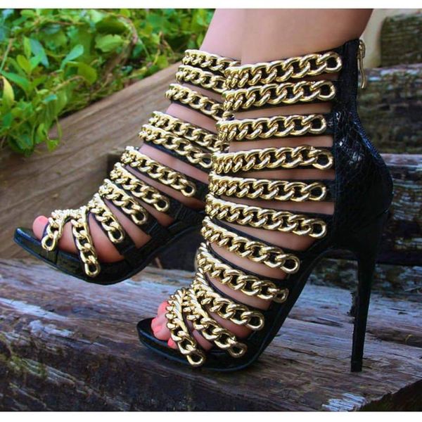 shoes.fashion novelty women's shoes , black snake leather, gold chain decoration, 11cm high heel sandals. size:34-45 sandals
shoes.fashion novelty women's shoes , black snake leather, gold chain decoration, 11cm high heel sandals. size:34-45 sandals