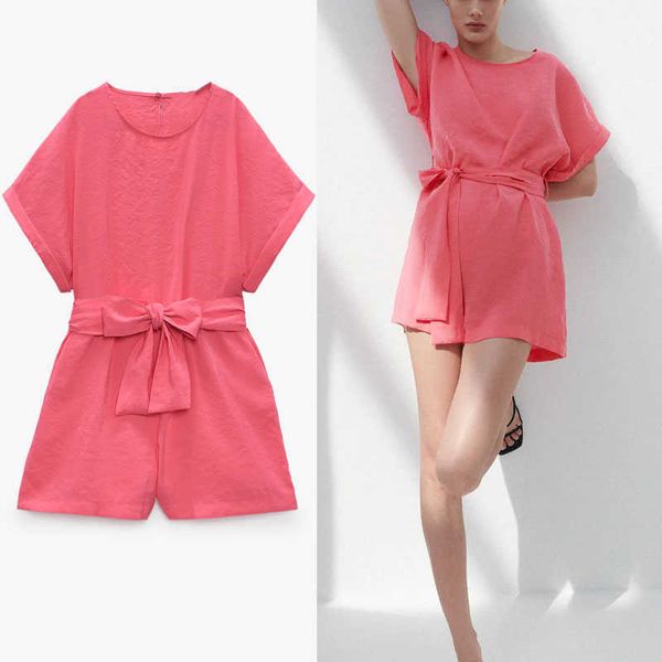 za summer women belted short jumpsuit short sleeve vintage pink playsuit fashion back opening woman pleated jumpsuits 210602, Black;white
za summer women belted short jumpsuit short sleeve vintage pink playsuit fashion back opening woman pleated jumpsuits 210602, Black;white