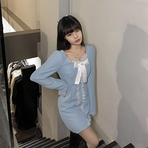 casual dresses sannian bowknot knitted dress women spring 2021 lace cute party night long sleeve clothing, Black;gray
casual dresses sannian bowknot knitted dress women spring 2021 lace cute party night long sleeve clothing, Black;gray