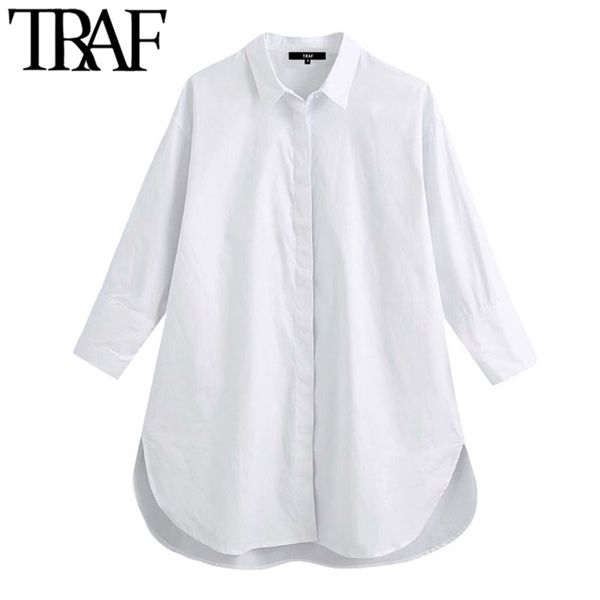 women fashion with buttons loose asymmetry blouses vintage long sleeve side vents female shirts blusas chic 210507, White
women fashion with buttons loose asymmetry blouses vintage long sleeve side vents female shirts blusas chic 210507, White