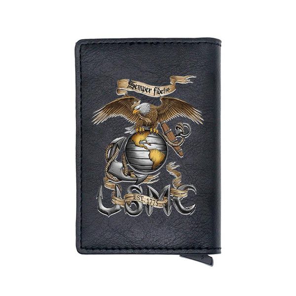 card holders classic fashion black marines digital printing leather wallet charm men women aluminium short purse slim mini, Brown;gray
card holders classic fashion black marines digital printing leather wallet charm men women aluminium short purse slim mini, Brown;gray
