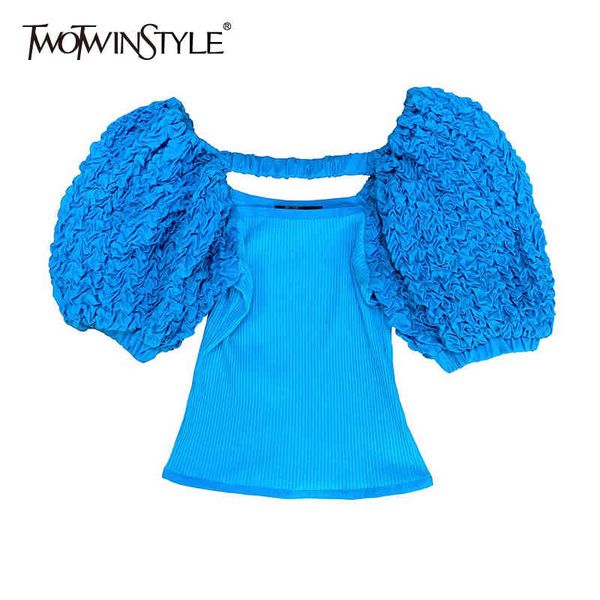 blue hollow out casual shirt for women square collar puff short sleeve solid slim blouses female summer clothes 210524, White
blue hollow out casual shirt for women square collar puff short sleeve solid slim blouses female summer clothes 210524, White