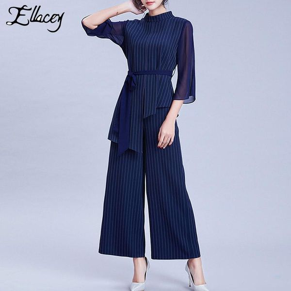 ellacey 2021 spring striped women's suit office lady flare sleeve blouse two pieces pants elegant 2 piece set women, White
ellacey 2021 spring striped women's suit office lady flare sleeve blouse two pieces pants elegant 2 piece set women, White