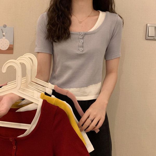 women's t-shirt woman tshirts short-sleeved 2021 short summer fake two-piece crop mujer camisetas, White
women's t-shirt woman tshirts short-sleeved 2021 short summer fake two-piece crop mujer camisetas, White