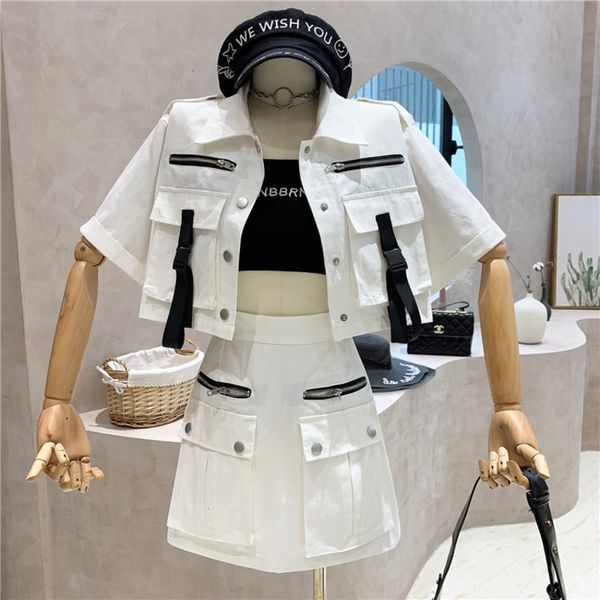 two piece dress summer high street set women crop letter pocket short shirt + skirts korean chic fashion skirt 2pcs suits fetj, White
two piece dress summer high street set women crop letter pocket short shirt + skirts korean chic fashion skirt 2pcs suits fetj, White