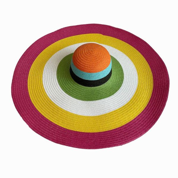 wide brim hats rainbow stripe hat lady's oversize straw for summer uv protection sun beach holiday, Blue;gray
wide brim hats rainbow stripe hat lady's oversize straw for summer uv protection sun beach holiday, Blue;gray