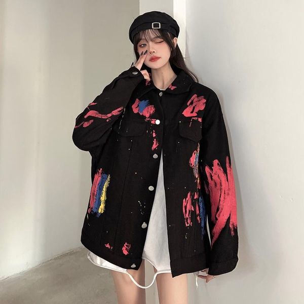 spring jeans jacket women fashion graffiti print denim coat pocket long sleeve streetwear ladies loose hip hop outerwear g1069 women's, Black;brown
spring jeans jacket women fashion graffiti print denim coat pocket long sleeve streetwear ladies loose hip hop outerwear g1069 women's, Black;brown