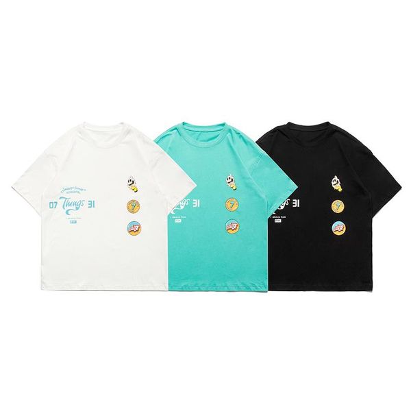 men's t-shirts original summer sticker like print men t-shirt women oversize boyfriend style tees university student streetwear chic, White;black
men's t-shirts original summer sticker like print men t-shirt women oversize boyfriend style tees university student streetwear chic, White;black