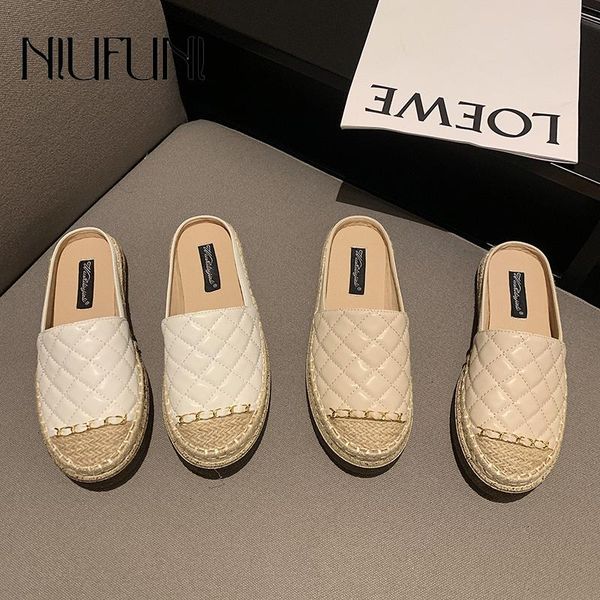 slippers niufuni fisherman women's slip-on rattan grass woven metal chain round toe leather women shoes simple flat slides, Black
slippers niufuni fisherman women's slip-on rattan grass woven metal chain round toe leather women shoes simple flat slides, Black