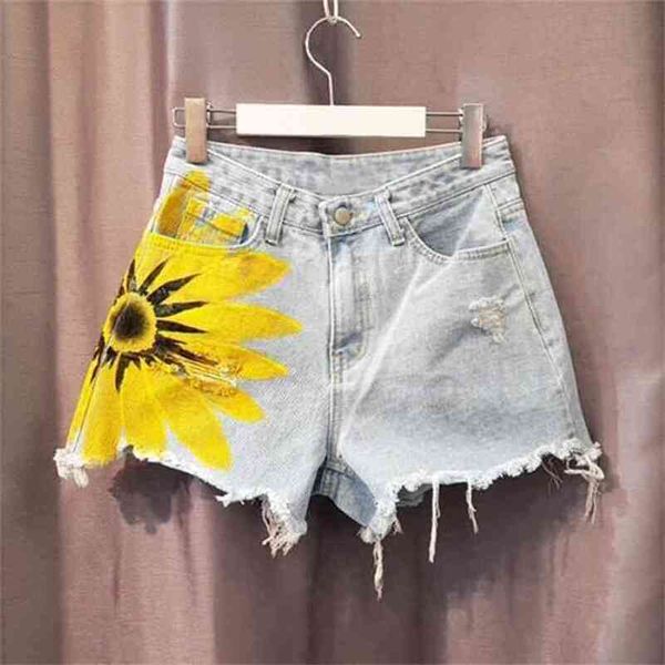 womens high waist tassel ripped jeans summer denim shorts sunflower print fashion shorts 210602, White;black
womens high waist tassel ripped jeans summer denim shorts sunflower print fashion shorts 210602, White;black