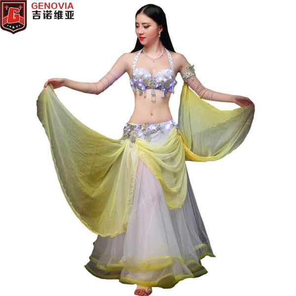 women professional led belly dance costume set stage performance stones bra & skirt light outfit wear, Black;red
women professional led belly dance costume set stage performance stones bra & skirt light outfit wear, Black;red
