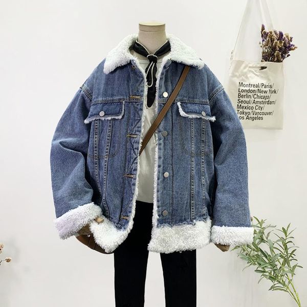 women's jackets winter women fashion faux lamb wool patchwork plush cowboy parkas washed blue jeans jacket single-breasted casual denim, Black;brown
women's jackets winter women fashion faux lamb wool patchwork plush cowboy parkas washed blue jeans jacket single-breasted casual denim, Black;brown