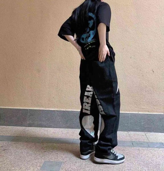 high street hiphop pants loose embroidered jeans men's hip hop street oversize straight ruffian handsome, Blue
high street hiphop pants loose embroidered jeans men's hip hop street oversize straight ruffian handsome, Blue