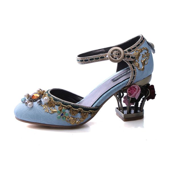 women's leather round-headed sandals, embroidered wedding shoes with rhinestone flowers, birdcage heels, size: 34-42, blue, Black
women's leather round-headed sandals, embroidered wedding shoes with rhinestone flowers, birdcage heels, size: 34-42, blue, Black