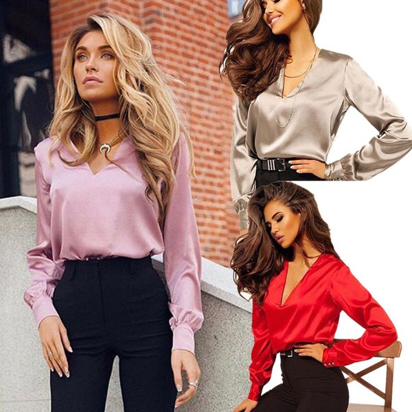 spring autumn 2021 ladies loose shirts deep v-neck fashion party women's blouse casual solid color long sleeved satin x0521, White
spring autumn 2021 ladies loose shirts deep v-neck fashion party women's blouse casual solid color long sleeved satin x0521, White