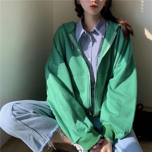 women's hoodies & sweatshirts 2021 autumn hooded zipper korean green harajuku pocket jacket clothing femme hoodie streetwear, Black
women's hoodies & sweatshirts 2021 autumn hooded zipper korean green harajuku pocket jacket clothing femme hoodie streetwear, Black