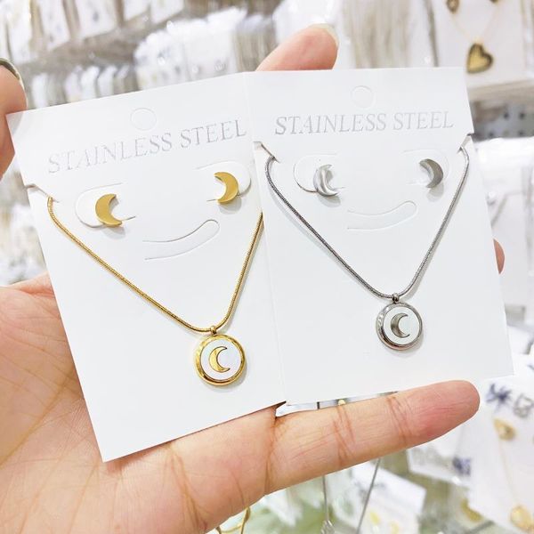earrings & necklace titanium steel moon simple all-match pendant temperament jewelry, Silver
earrings & necklace titanium steel moon simple all-match pendant temperament jewelry, Silver