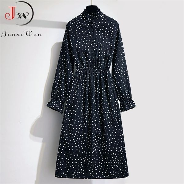 black vintage polka dot winter women plus size autumn elegant long sleeve midi office party dress vestidos, Black;gray
black vintage polka dot winter women plus size autumn elegant long sleeve midi office party dress vestidos, Black;gray