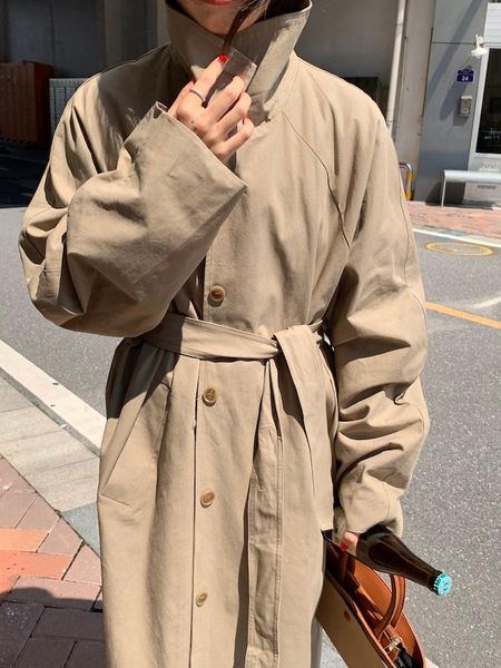 women's trench coats coat women elegant stand collar with belt pick hip solid khaki high street oversize 2021 autumn fashion, Tan;black
women's trench coats coat women elegant stand collar with belt pick hip solid khaki high street oversize 2021 autumn fashion, Tan;black