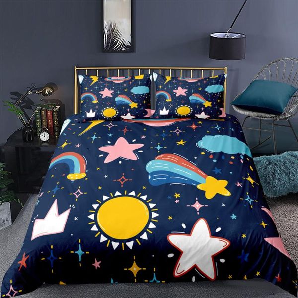 cartoon sun star kids bedding set rainbow gift 3d print comforter luxury king single duvet cover home textile modern sets
cartoon sun star kids bedding set rainbow gift 3d print comforter luxury king single duvet cover home textile modern sets
