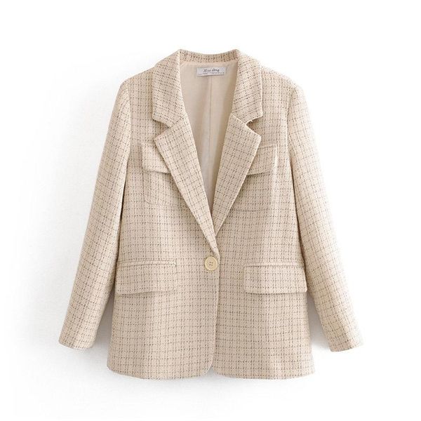 women's suits & blazers retro girl beige plaid suit jacket 2021 fashion autumn lady a button simple casual elegant hipster cute wild, White;black
women's suits & blazers retro girl beige plaid suit jacket 2021 fashion autumn lady a button simple casual elegant hipster cute wild, White;black