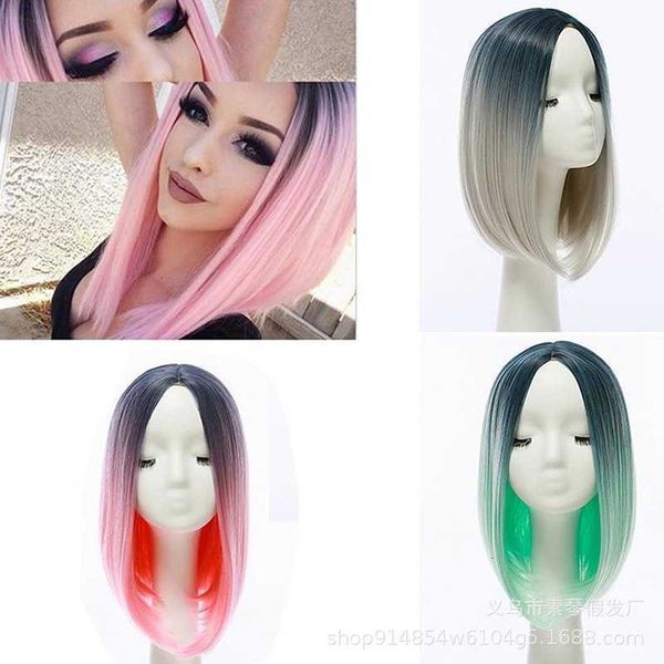 dyed female bobhead selling gradient hair bobo head women's short medium wig, Black
dyed female bobhead selling gradient hair bobo head women's short medium wig, Black