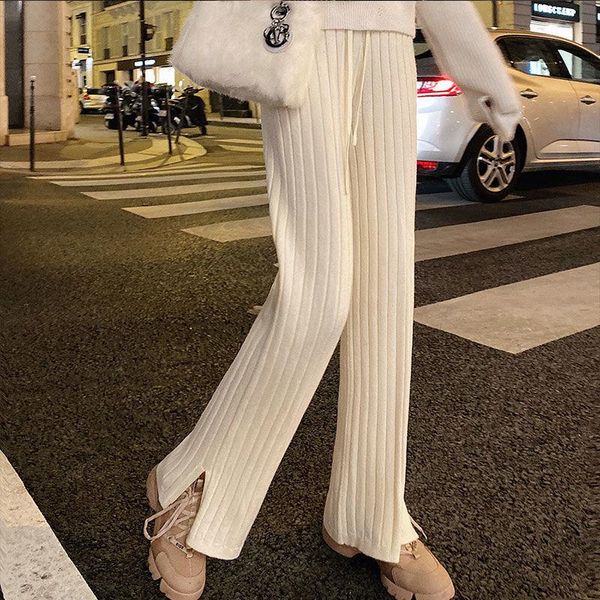 women's pants & capris 2021 autumn winter casual women female drawstring loose knitted wide leg high waist thick warm soft trousers y13, Black;white
women's pants & capris 2021 autumn winter casual women female drawstring loose knitted wide leg high waist thick warm soft trousers y13, Black;white