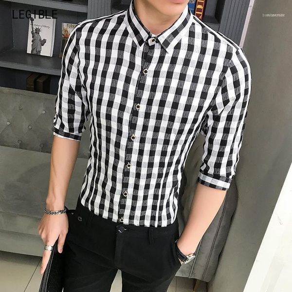 men's casual shirts legible plaid shirt men 2021 fashion summer business slim fit three quarter dress asian size 5xl1, White;black
men's casual shirts legible plaid shirt men 2021 fashion summer business slim fit three quarter dress asian size 5xl1, White;black