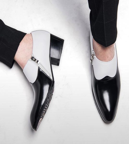 dress shoes pointed toe high heel genuine leather men british trending business casual men's 5cm height increase elevator, Black
dress shoes pointed toe high heel genuine leather men british trending business casual men's 5cm height increase elevator, Black