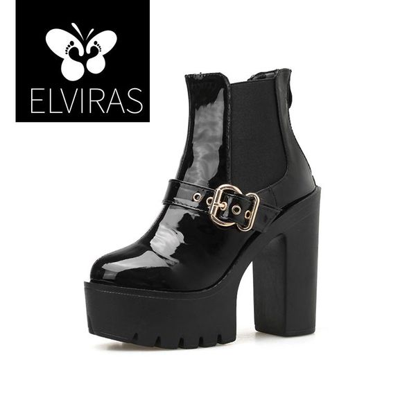 boots elviras spring autumn fashion ankle for women elastic band high heels casual buckle round toe thick platform shoes, Black
boots elviras spring autumn fashion ankle for women elastic band high heels casual buckle round toe thick platform shoes, Black