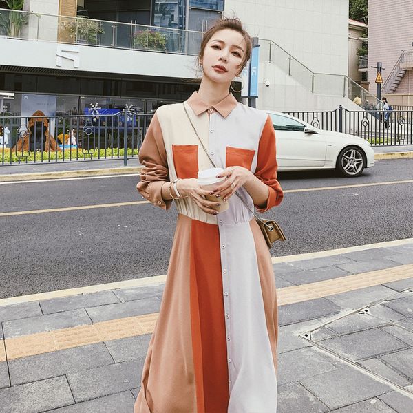 spring female loose casual turn down collar single breasted long sleeve orange panelled over knee a-line dress 8y783 210510, Black;gray
spring female loose casual turn down collar single breasted long sleeve orange panelled over knee a-line dress 8y783 210510, Black;gray