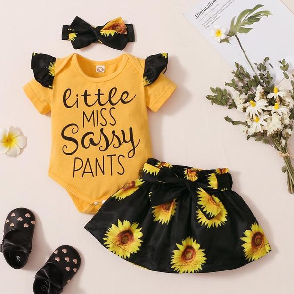 clothing sets baby summer girl born ruffle letter romper + sunflower short tutu skirt+hairband clothes, White
clothing sets baby summer girl born ruffle letter romper + sunflower short tutu skirt+hairband clothes, White