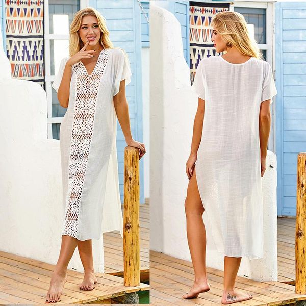 women's swimwear 2021 summer product handmade crochet flower stitching long skirt dress robe beach top, White;black
women's swimwear 2021 summer product handmade crochet flower stitching long skirt dress robe beach top, White;black