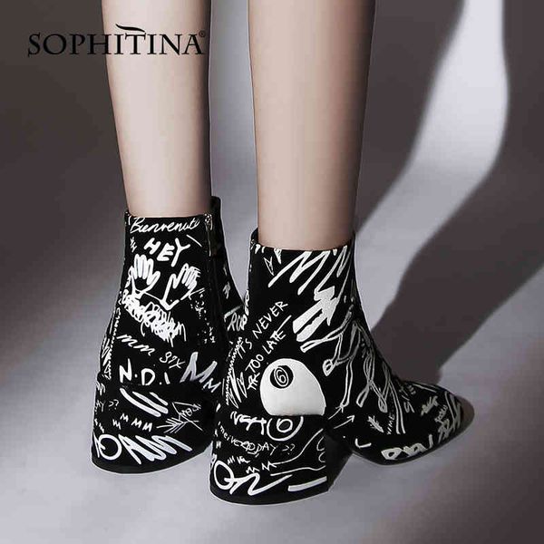sophitina women's ankle bootsfashion graffiti cow-suede handmade zipper boots round toe high heel lady leisure shoes so699 210513, Black
sophitina women's ankle bootsfashion graffiti cow-suede handmade zipper boots round toe high heel lady leisure shoes so699 210513, Black