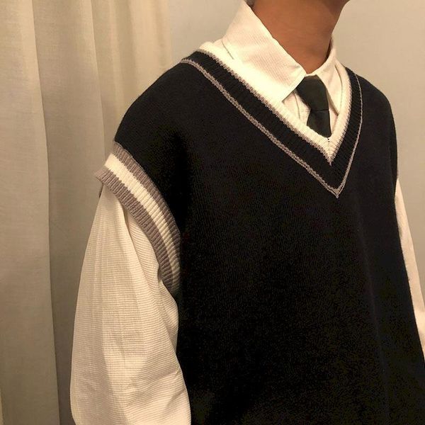 men's vests 2021men's fashion loose brown/navy color sweater vest waistcoat v collar knitting pullover oversized coats harajuku, Black;white
men's vests 2021men's fashion loose brown/navy color sweater vest waistcoat v collar knitting pullover oversized coats harajuku, Black;white