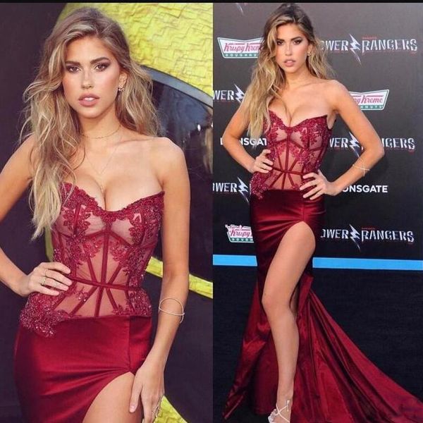 party dresses 2021 burgundy celebrity prom sweetheart see through appliqued high split gown long red carpet evening dress, White;black
party dresses 2021 burgundy celebrity prom sweetheart see through appliqued high split gown long red carpet evening dress, White;black